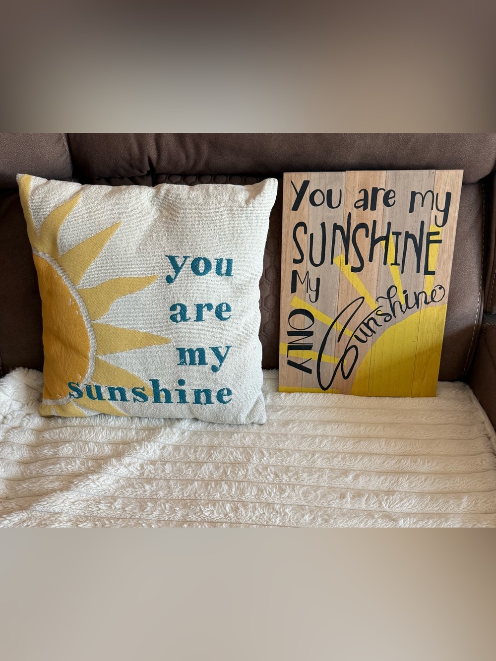 Set of 2 You are my Sunshine 16x16” Square Pillow/My only Sunshine Picture
